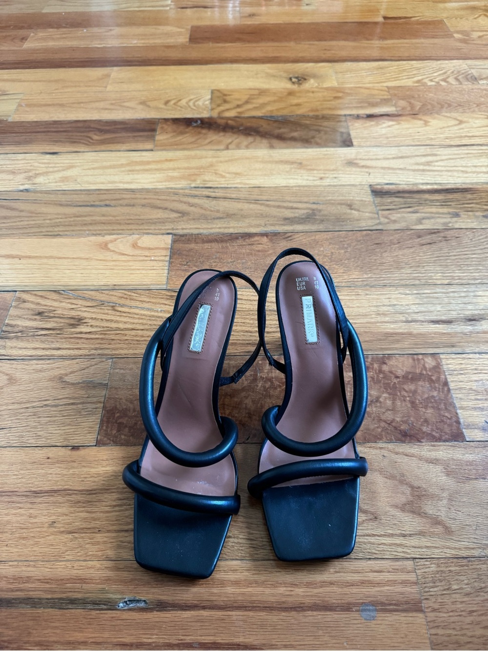 Tubular Strap Slingback Square Toe Sandal Heels